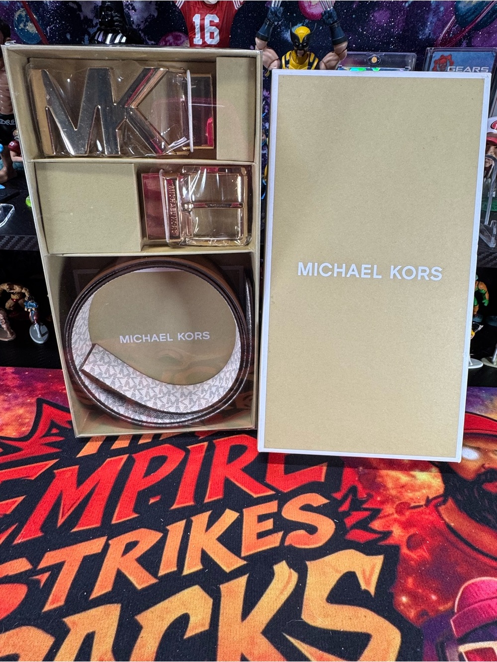Michael Kors Men’s Reversible Belt Set - Gold & Brown & White